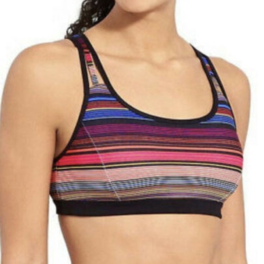 Athleta Multicolor Striped Fully Focused Sports Bra
